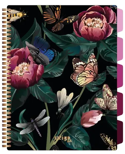 Caiet cu Spirala si Separatoare Strigo Pads Project Book Flori A4, Matematica, Verde