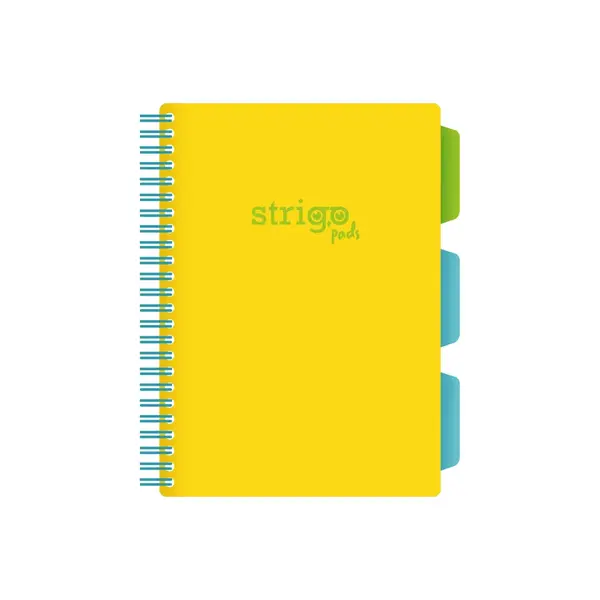 Caiet cu Spirala si Separatoare Strigo Pads Project Book Neon A5, Dictando, Galben Neon