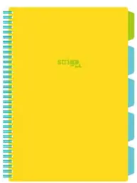 Caiet cu Spirala si Separatoare Strigo Pads Project Book Neon A4, Dictando, Galben Neon