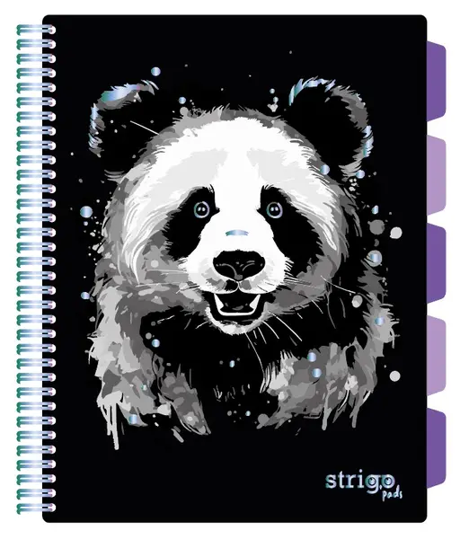 Caiet cu Spirala si Separatoare Strigo Pads Project Book PANDA A4, Dictando