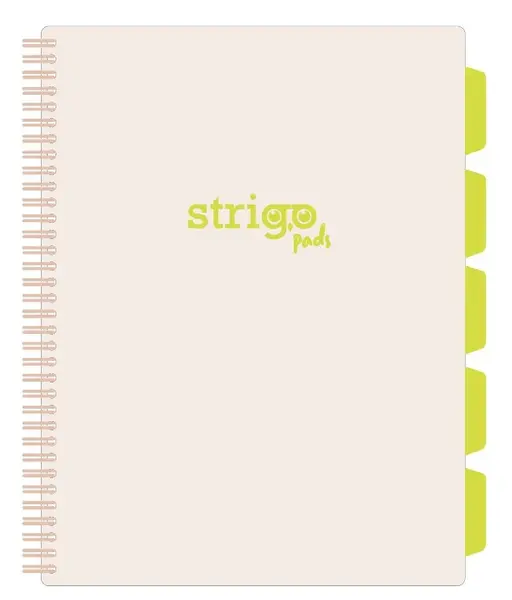 Caiet cu Spirala si Separatoare Strigo Pads Project Book Pastel A4, Matematica, Crem