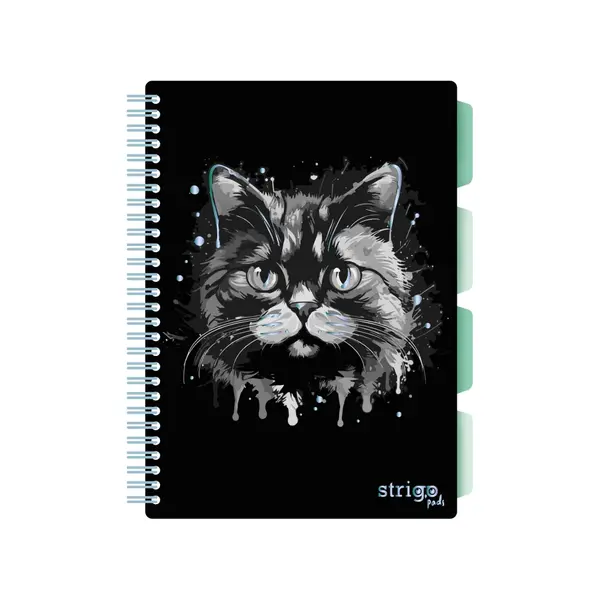 Caiet cu Spirala si Separatoare Strigo Pads Project Book PISICA B5, Dictando