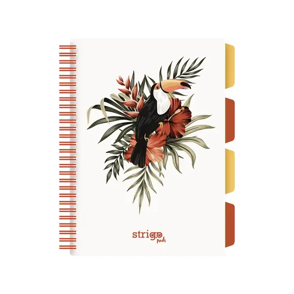 Caiet cu Spirala si Separatoare Strigo Pads Project Book TROPICAL B5, Matematica, Floral