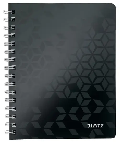 Caiet de birou Leitz WOW A5 coperta PP cu spira 80 file matematica Caiet A5 80F Mate Negru Spira Cop PP WOW Leitz