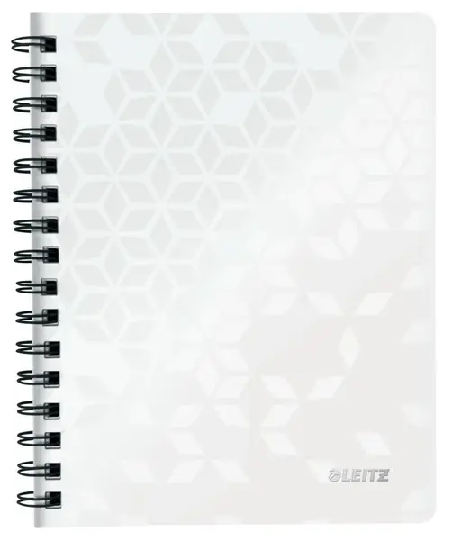 Caiet de birou Leitz WOW A5 coperta PP cu spira 80 file matematica Caiet A5 80F Mate Alb Spira Cop PP WOW Leitz