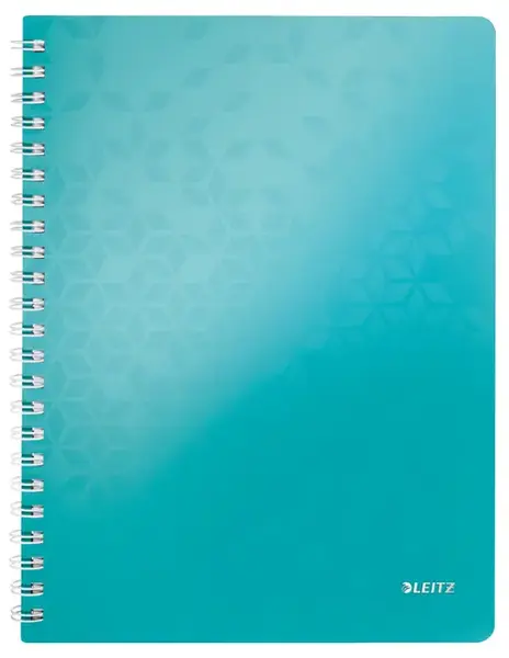 Caiet de birou LEITZ WOW, PP, FSC, reciclabil, A4, 80 coli, cu spira, matematica, Turcoaz