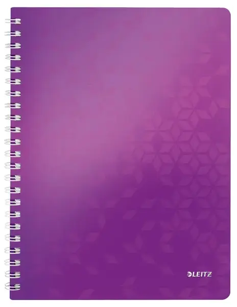 Caiet de birou LEITZ WOW, PP, FSC, reciclabil, A4, 80 coli, cu spira, matematica, Mov