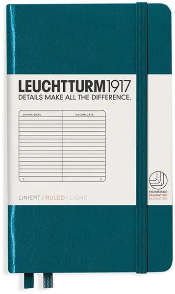 Caiet de buzunar Leuchtturm1917 - A6, foi liniate, Pacific Green