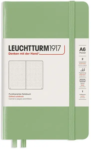 Caiet de buzunar Leuchtturm1917 - A6, pagini punctate, Sage