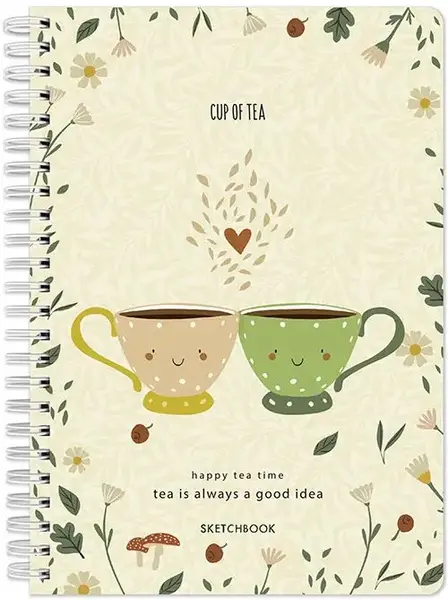 Caiet de schițe Drasca Happy Tea Time - Cup of tea, A6, 60 de coli