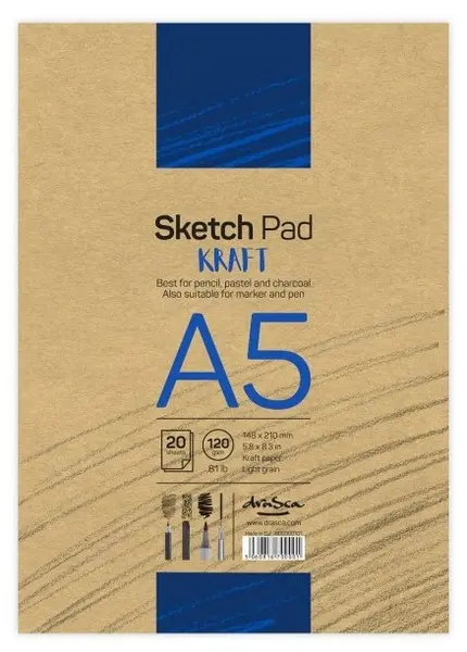 Caiet de schite Drasca Sketch pad - Craft, A5, 20 file