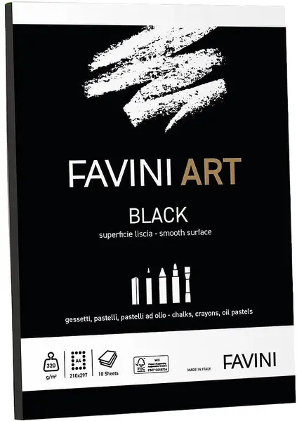 Caiet de schițe Favini Art - A4, carton negru