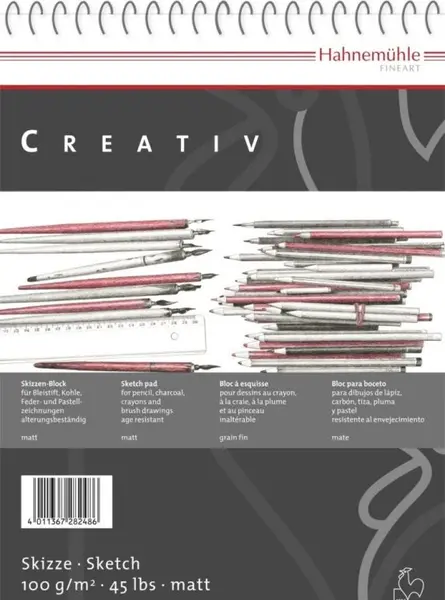 Caiet de schițe pentru desen cu spirală Hahnemuhle Creativ - A3, 100 de coli