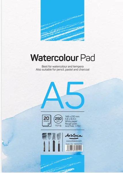 Caiet de schite pentru vopsele acuarele Drasca Watercolour pad - 20 file, A5