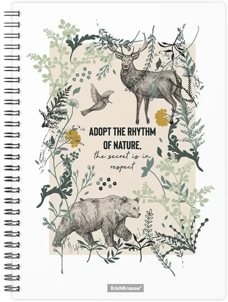 Caiet Erich Krause Natural Life - A5, 80 de coli, spirală, pătrate mici