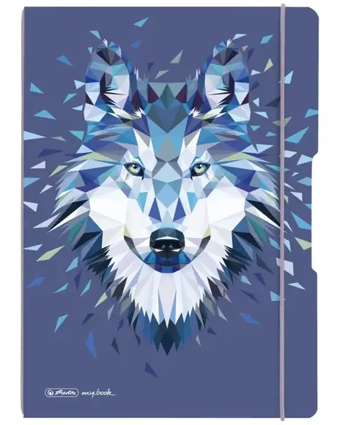 Caiet Herlitz my.book flex A4 2x40 file, hartie 80g/mp, dictando+patratele, motiv Wild Animals Wolf