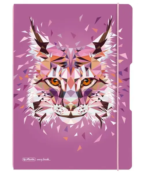 Caiet Herlitz my.book flex A4 2x40 file, hartie 80g/mp, dictando+patratele, motiv Wild Animals Lynx
