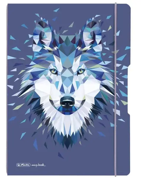 Caiet Herlitz my.book flex A5 40 file, hartie 80g/mp, patratele, motiv Wild Animals Wolf