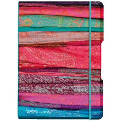 Caiet Herlitz MyBook Flex, A5, 40 file, patratele, coperta Scarfs, elastic turcoaz