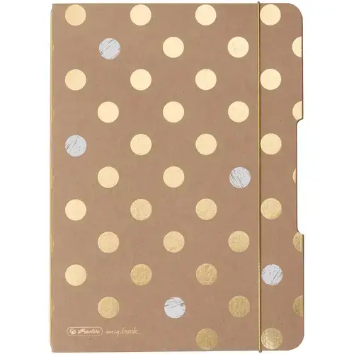 Caiet Herlitz MyBook Flex, A5, 40f, 80gr, patratele, coperta din material fara celuloza Pure Glam, elastic auriu