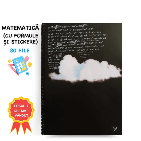 Caiet Izzie de Mate A4 (cu Formule și Stickere)