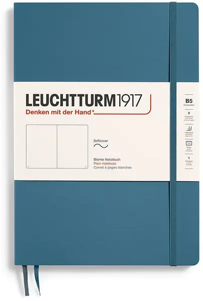 Caiet Leuchtturm1917 Composition - B5, albastru, pagini albe, copertă moale