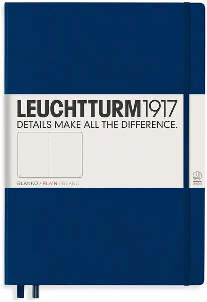 Caiet Leuchtturm1917 Master Classic - A4+, pagini albe, albastru