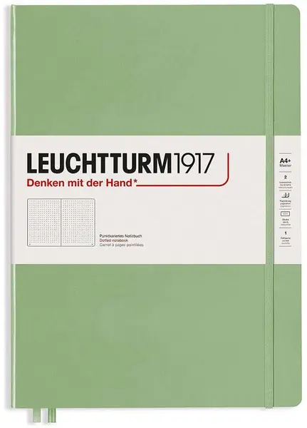 Caiet Leuchtturm1917 Master Slim - A4+, pagini cu puncte, verde deschis