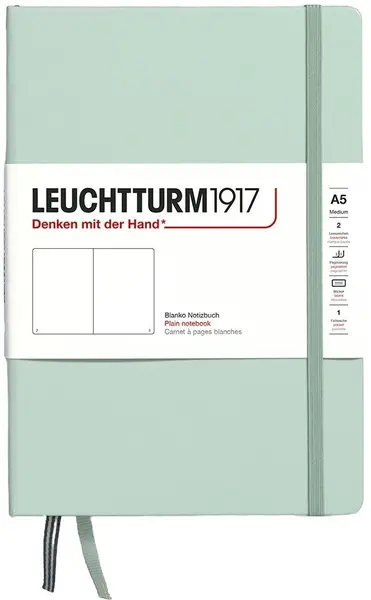 Caiet Leuchtturm1917 Natural Colors - A5, verde deschis, pagini albe, copertă rigidă