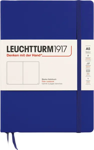 Caiet Leuchtturm1917 New Colours - A5, pagini albe, Ink, copertă tare