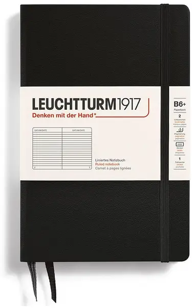 Caiet Leuchtturm1917 Paperback - B6+, negru, liniat, copertă rigidă