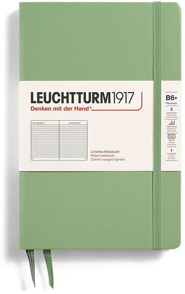 Caiet Leuchtturm1917 Paperback - B6+, verde deschis, liniat, copertă rigidă