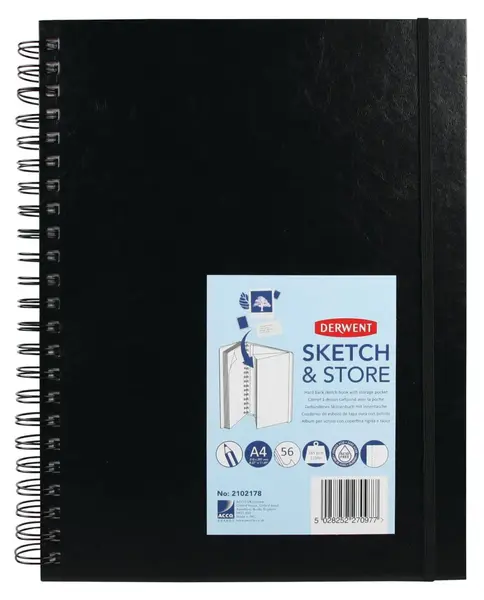 Caiet pentru schite si desen Derwent Professional hartie alba A4 cu spira 56 coli 165 gsm mapa inclusa calitate premium negru-vinil Caiet pentru schite si desen Derwent Professional hartie alba A4 cu spira 56 coli 165 gsm mapa inclusa calitate premium ne