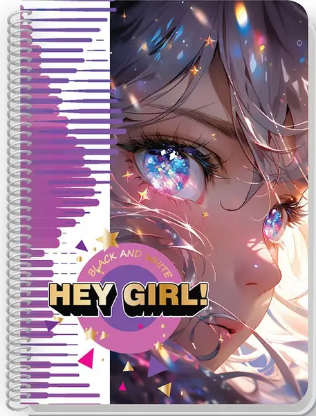Caiet spiralat Black&White Manga Girl - A4, 80 foi, sortiment