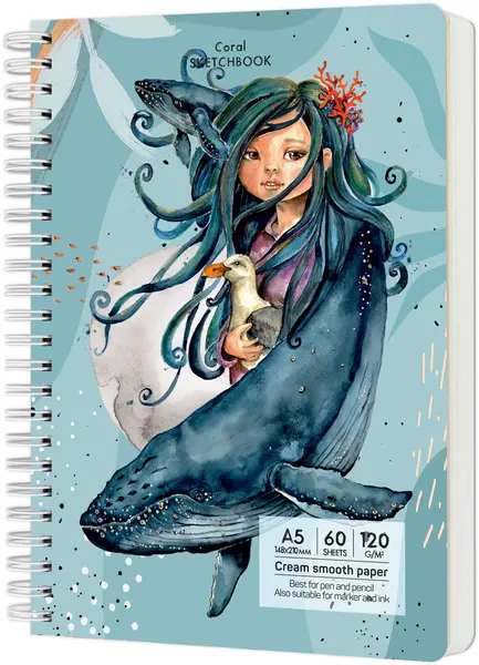 Caietul de schite Drasca Having a Lovely Time - Coral, 60 de coli, A5