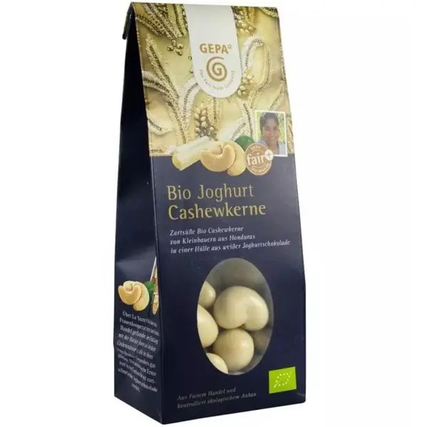 Caju Glazurat cu Ciocolata Alba, Bio, 100 g, Gepa