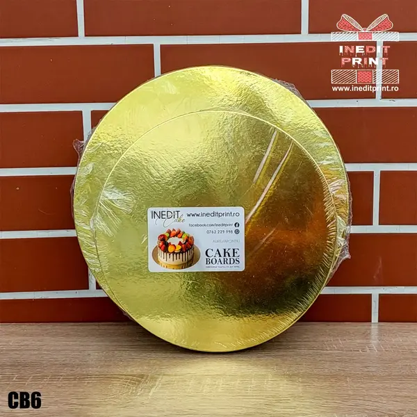 Cake Board rotund auriu negru INEDIT PRINT CB6 Diametrul 25cm