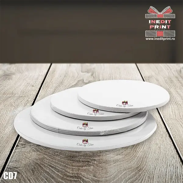 Cake Drum personalizabil premium rotund Alb Inedit Print CD7 35 cm