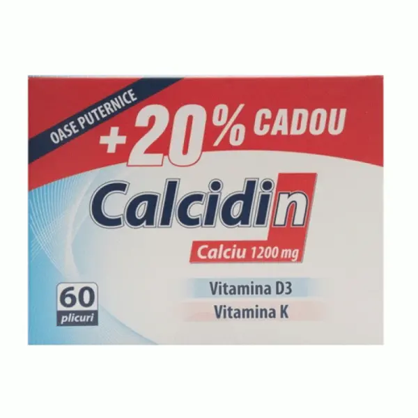 Calcidin + Vitamina D3 + Vitamina K 60 plicuri 20% Cadou