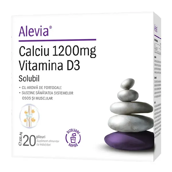 Calciu 1200mg Vitamina D3, 20 plicuri, Alevia