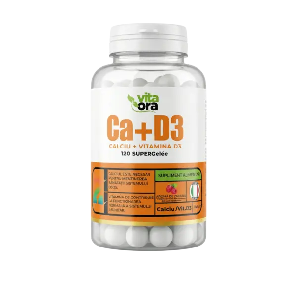 Calciu și Vitamina D3 Adulți - Oase și Dinți Sănătoși, Imunitate Puternică - Tehnologie SuperGelée Vita Ora 1 Cutie