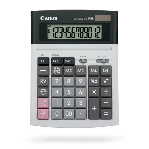 Calculator birou Canon WS-1210THB, 12 digiti, display LCD, alimentare solara si baterie, tastatura inchit touchinch