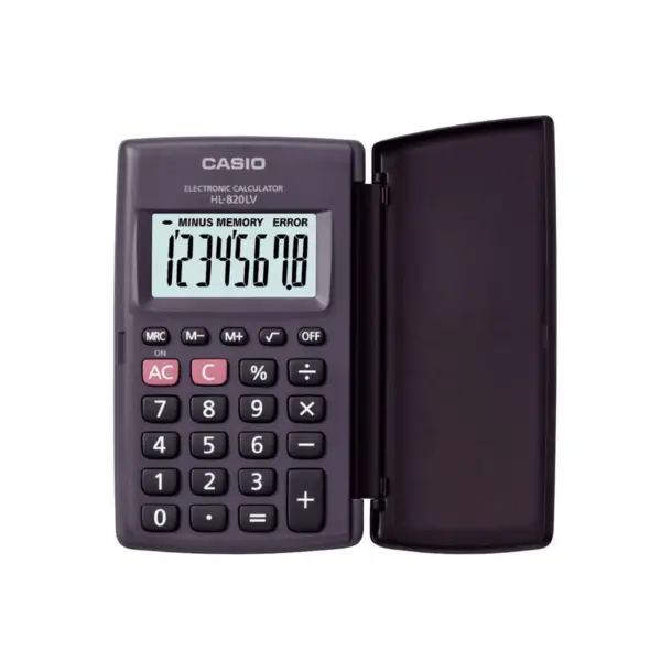 Calculator de buzunar 8 digits Casio HL-820LV cu etui negru Calculator de buzunar 8 digits Casio HL-820LV cu etui negru