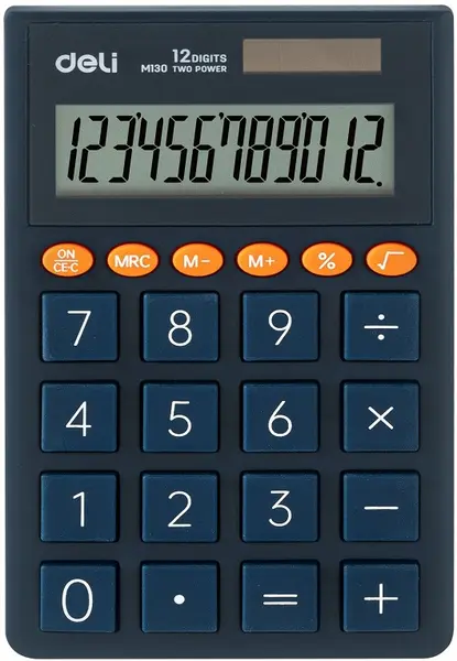 Calculator Deli - EM130, de buzunar, 12 dgt, albastru închis