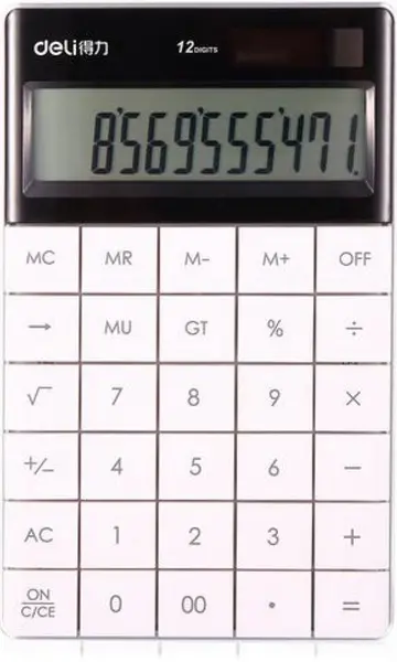 Calculator Deli Touch - E1589, 12 dgt, alb