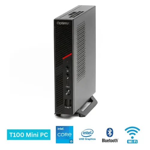 Calculator Sistem Mini PC Office OptimX T100 H610, Procesor Intel® Core™ i5-13400 up to 4.60Ghz, 8GB DDR4, 256GB SSD, Wi-Fi, Bluetooth, Windows 11 Pro