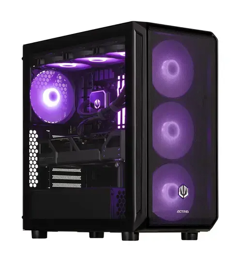 Calculator Sistem PC Gaming Actina KOMACNGIP0259, Procesor AMD Ryzen™ 9 7900, 12 cores, 3.7GHz, 64MB, 32GB DDR5, 2TB SSD, Wi-Fi, Bluetooth, AMD Radeon RX 9070 16GB GDDR6, No OS (Negru)