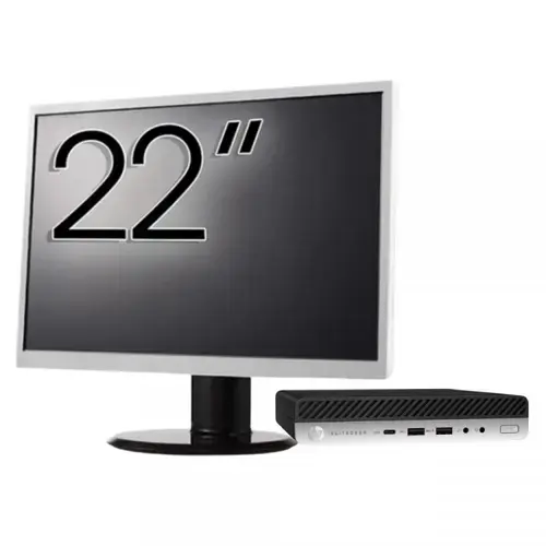 Calculator Sistem PC Refurbished Pachet Calculator refurbished HP EliteDesk 800 G3 Mini PC, Intel Core i7-7700T 2.90GHz, 8GB DDR4, 256GB SSD, Wi-Fi + Monitor 22"
