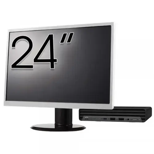 Calculator Sistem PC Refurbished Pachet Calculator refurbished HP EliteDesk 800 G6 Mini PC, Intel Core i5-10500T 2.30 - 3.80GHz, 8GB DDR4, 256GB SSD + Monitor 24"