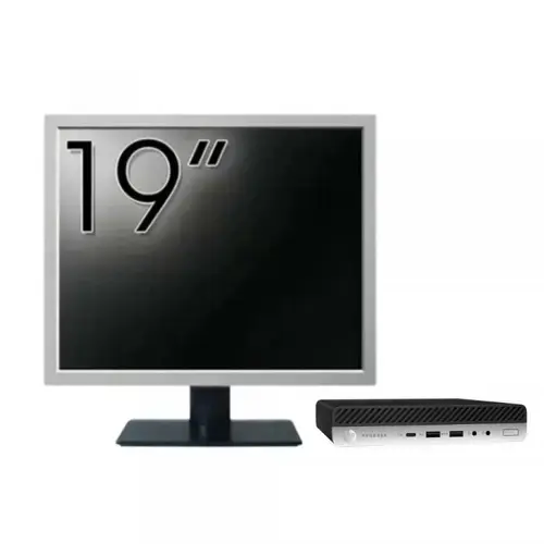 Calculator Sistem PC Refurbished Pachet Calculator refurbished HP ProDesk 600 G5 Mini, Intel Core i5-8500T 2.10 - 3.50GHz, 8GB DDR4, 256GB SSD + Monitor 19"